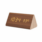 Table Clock Wooden LED Display Voice-Activated Controls