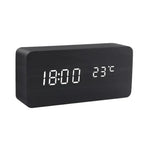 Table Clock Wooden LED Display Voice-Activated Controls