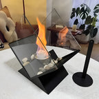 Table Fireplace Bio-Ethanol Real Flame Mirrored Panels & Stones