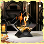 Table Fireplace Bio-Ethanol Real Flame Mirrored Panels & Stones