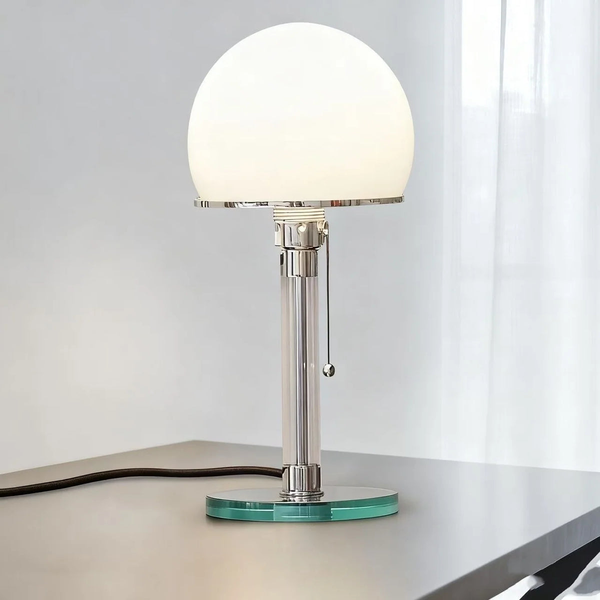 Table Lamp Adjustable Height Frosted Glass Shade