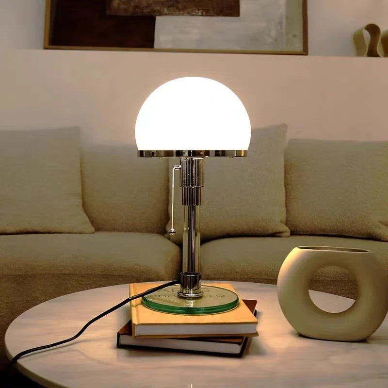 Table Lamp Adjustable Height Frosted Glass Shade