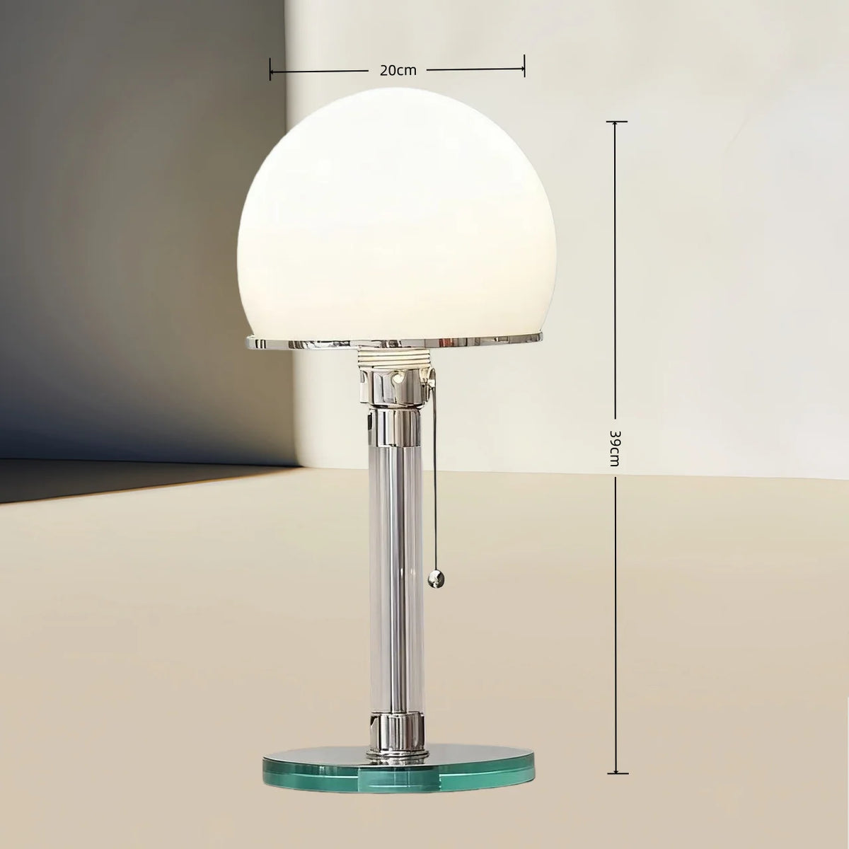 Table Lamp Adjustable Height Frosted Glass Shade