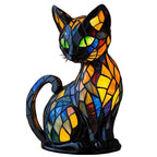 Table Lamp Cat-Shaped Stained Glass Soft LED Lighting