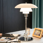 Table Lamp Continuous Dimming LED Glass Shade Metal Base