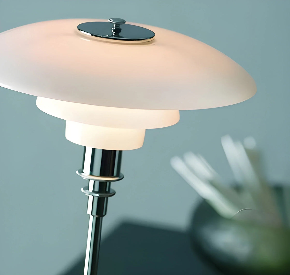 Table Lamp Continuous Dimming LED Glass Shade Metal Base