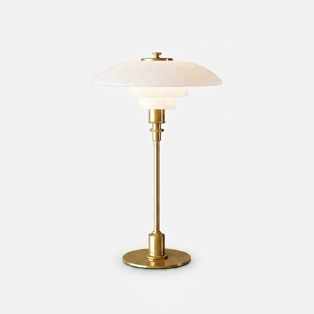 Table Lamp Continuous Dimming LED Glass Shade Metal Base