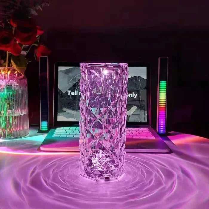 Table Lamp Crystal 3D Diamond 16-Color RGB Remote