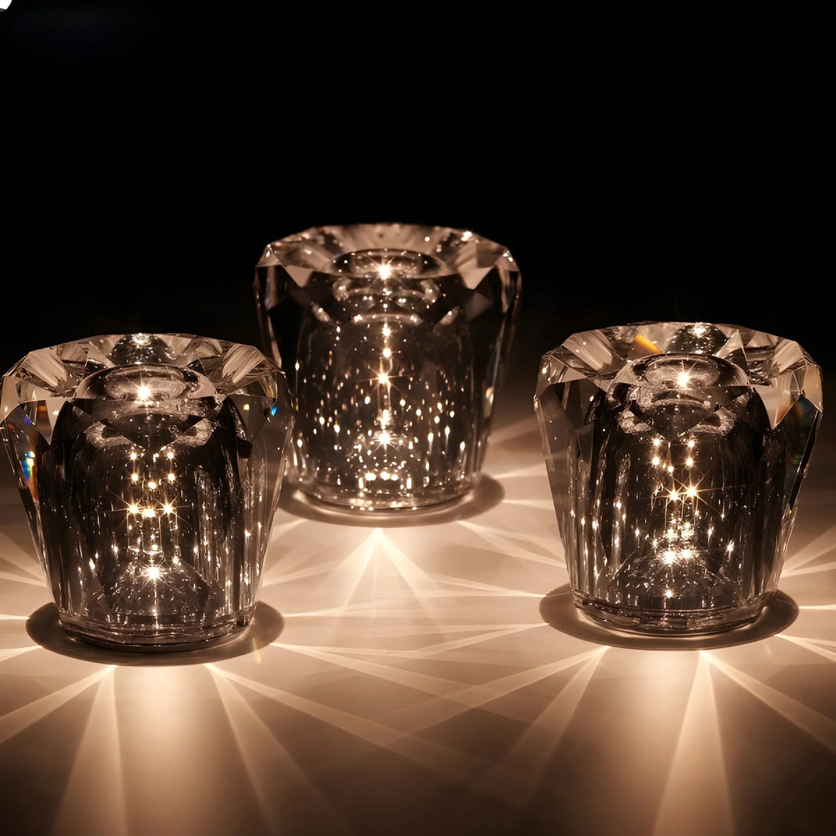 Table Lamp Diamond-Cut Crystal USB Rechargeable LED Up to 12 Hours