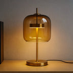 Table Lamp Glass Dome Iron Base LED Included