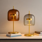 Table Lamp Glass Dome Iron Base LED Included