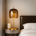 Table Lamp Glass Dome Iron Base LED Included