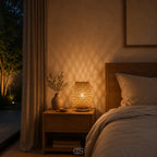 Table Lamp Handwoven Bamboo Cordless Dimmable LED