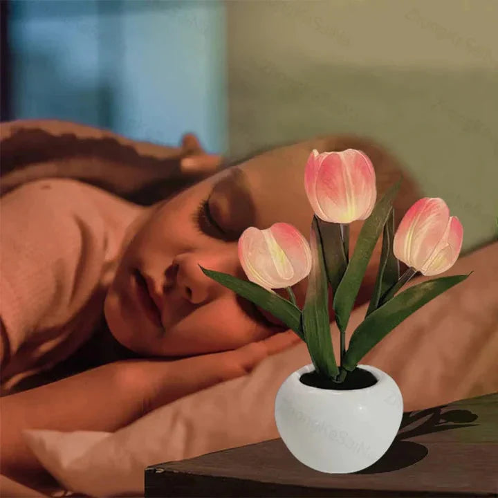 Table Lamp Lifelike Tulip Warm White USB Powered