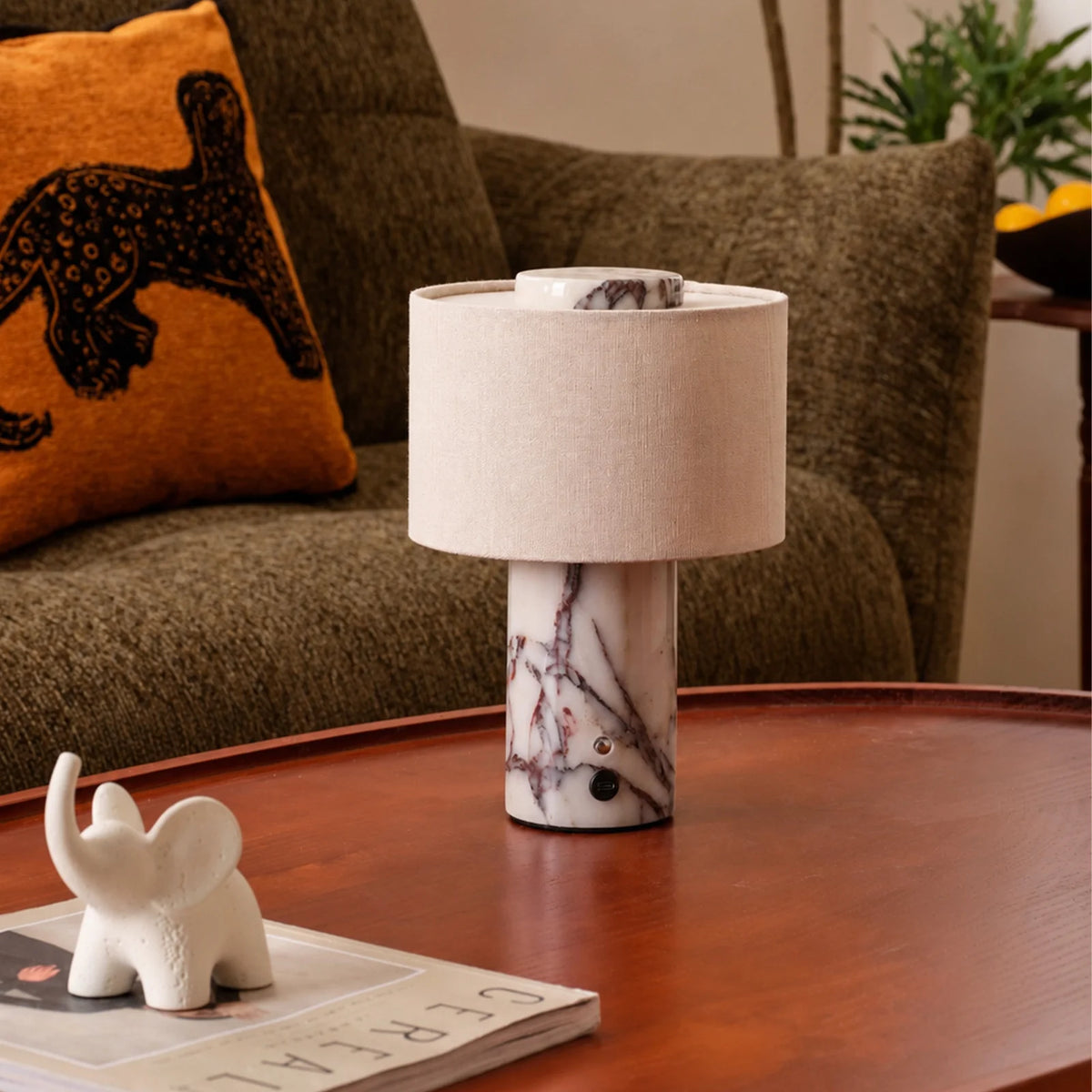 Table Lamp Marble Base Touch Control Rechargeable & Plug-In