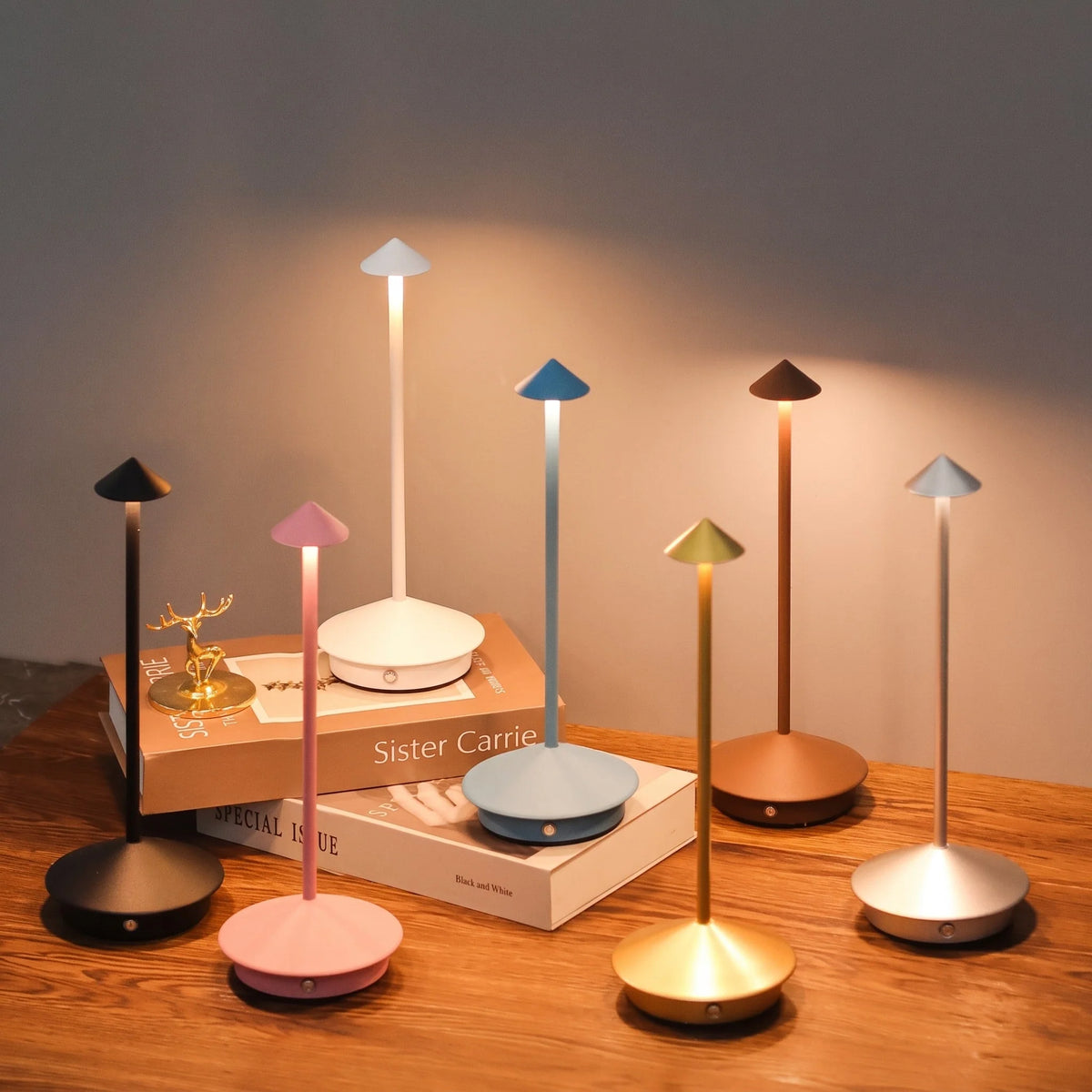 Table Lamp Mushroom Design Cordless Rechargeable Touch Dimming