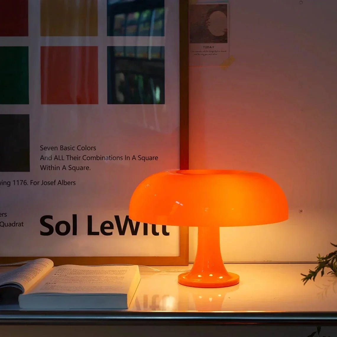 Table Lamp Mushroom Design Opal Effect Shade