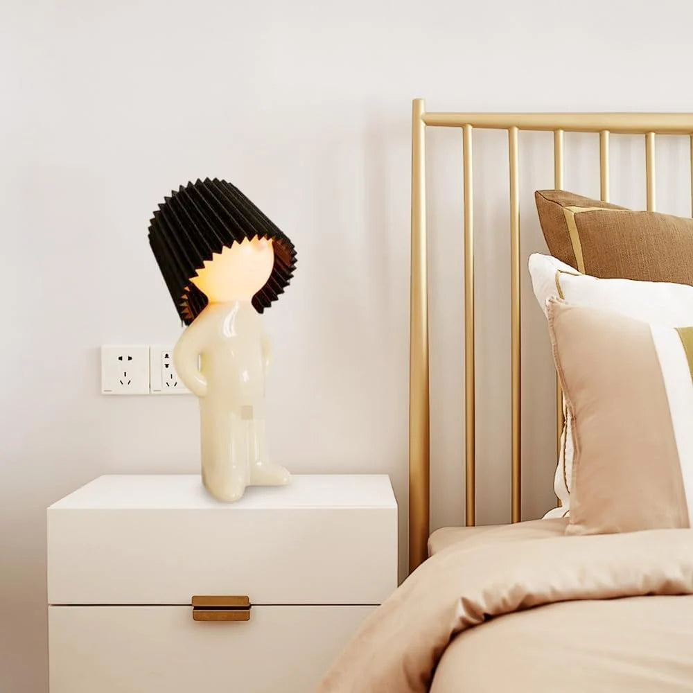 Table Lamp Ribbed Shade & Energy-Efficient LED