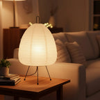 Table Lamp Rice Paper Shade Warm Diffused Light