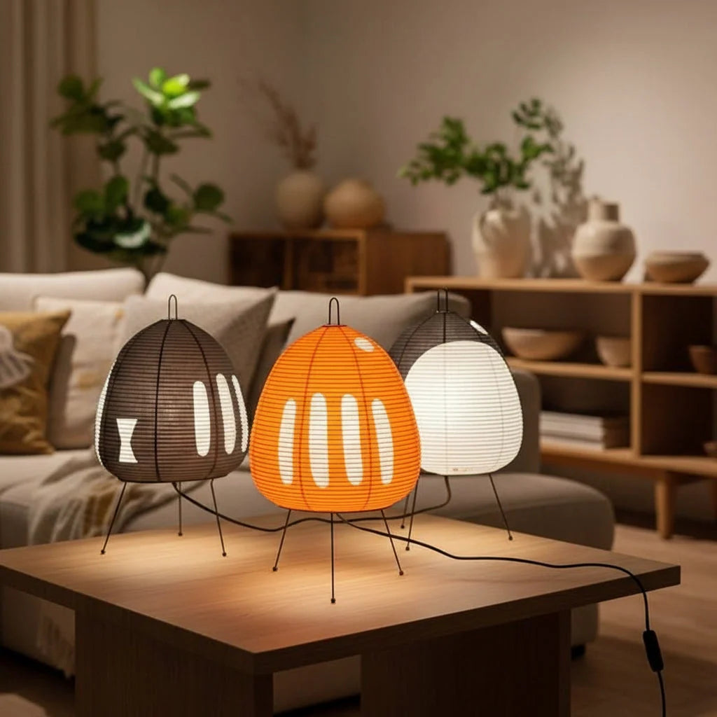 Table Lamp Rice Paper Shade Warm Diffused Light