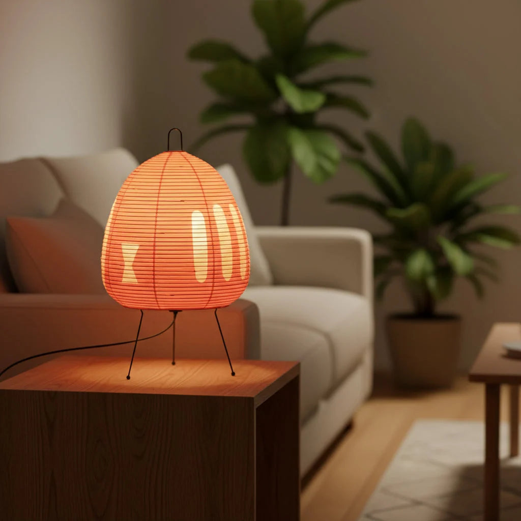 Table Lamp Rice Paper Shade Warm Diffused Light