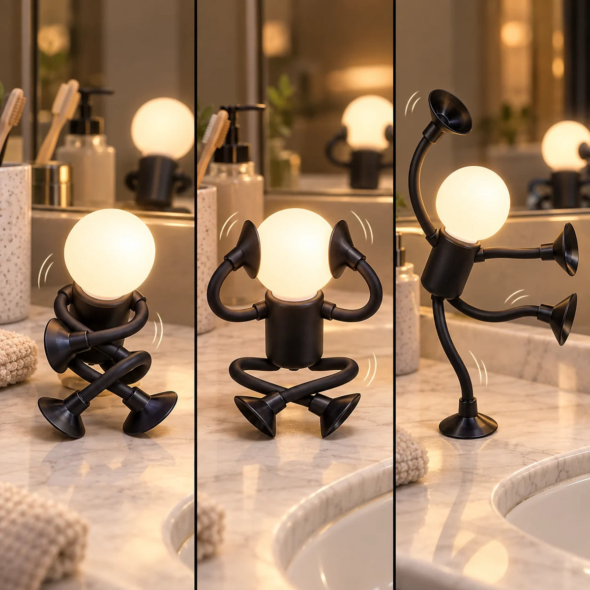 Table Lamp Robot Bendable Arms & Suction Cups Battery-Powered