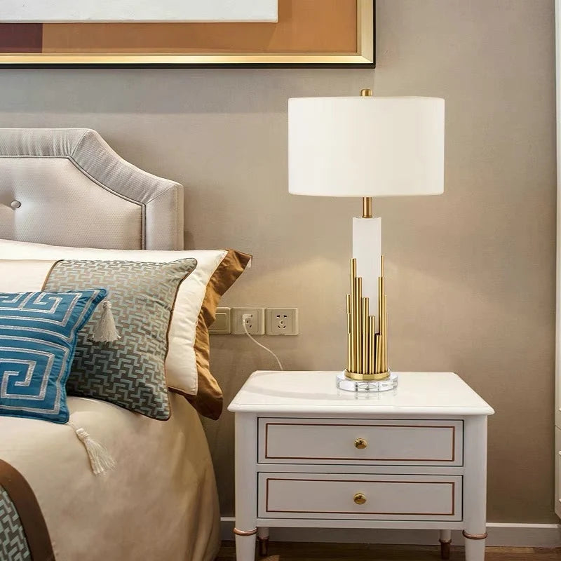 Table Lamp Sculptural Brass Finish Clear Acrylic Base