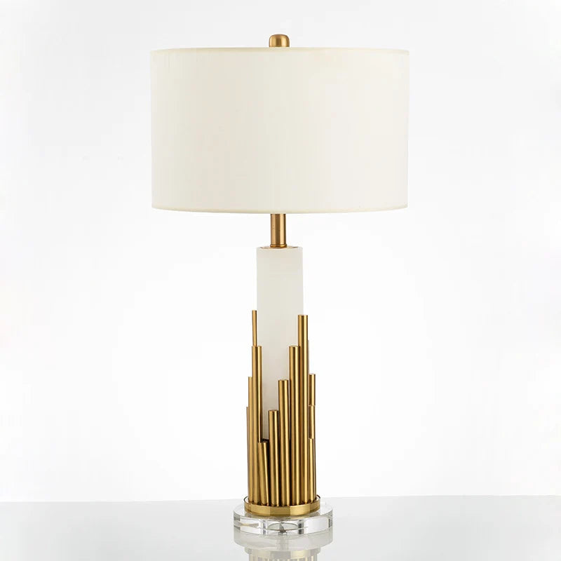 Table Lamp Sculptural Brass Finish Clear Acrylic Base
