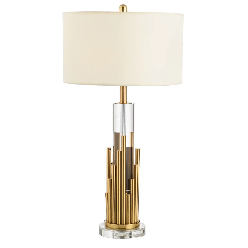 Table Lamp Sculptural Brass Finish Clear Acrylic Base