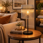 Table Lamp Smoke Glass Rod Shade Soft Ambient Glow