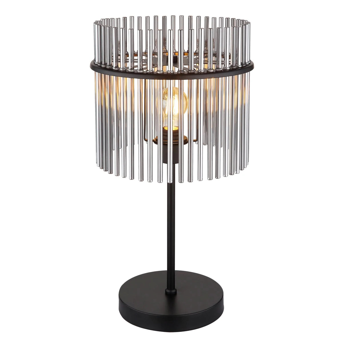 Table Lamp Smoke Glass Rod Shade Soft Ambient Glow