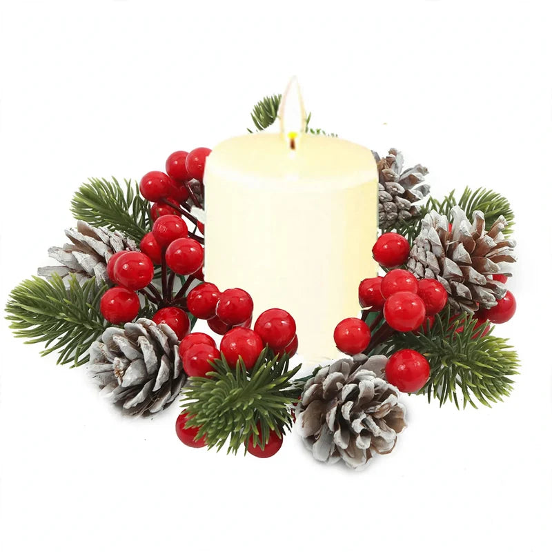 Table Wreath Plastic With Pine Cone Detail Reusable