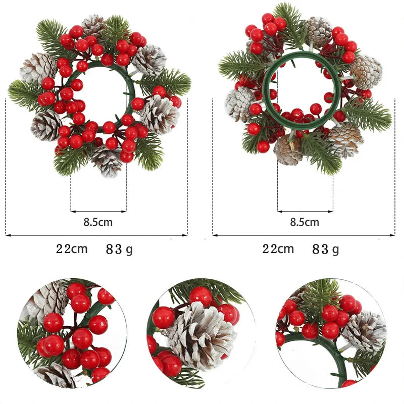 Table Wreath Plastic With Pine Cone Detail Reusable
