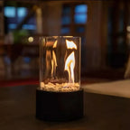 Tabletop Bioethanol Fireplace Smoke-Free Tempered Glass & Iron Base