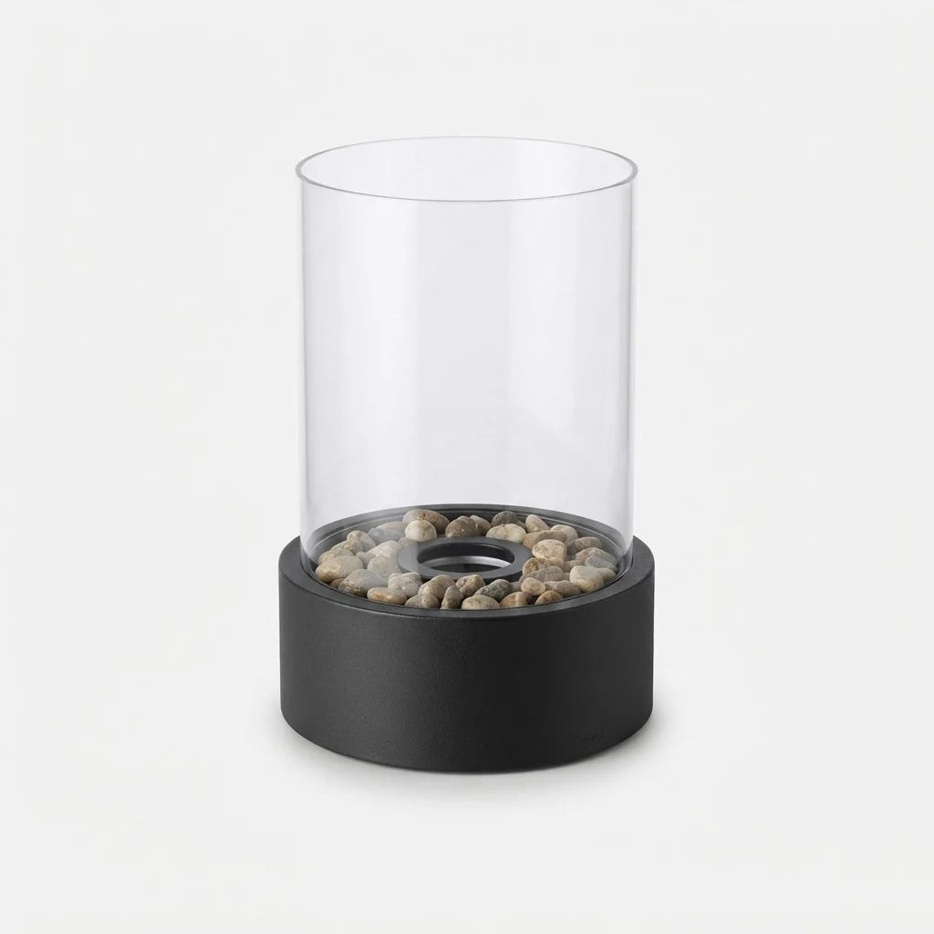 Tabletop Bioethanol Fireplace Smoke-Free Tempered Glass & Iron Base