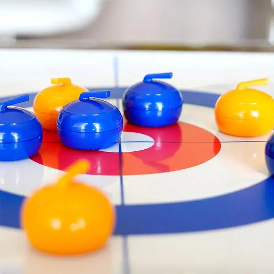 Tabletop Curling Game Vinyl Surface 8 Stones & Magnetic Pushers