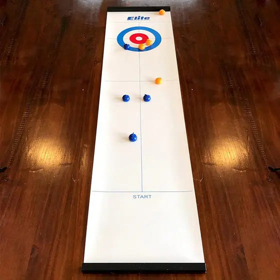 Tabletop Curling Game Vinyl Surface 8 Stones & Magnetic Pushers