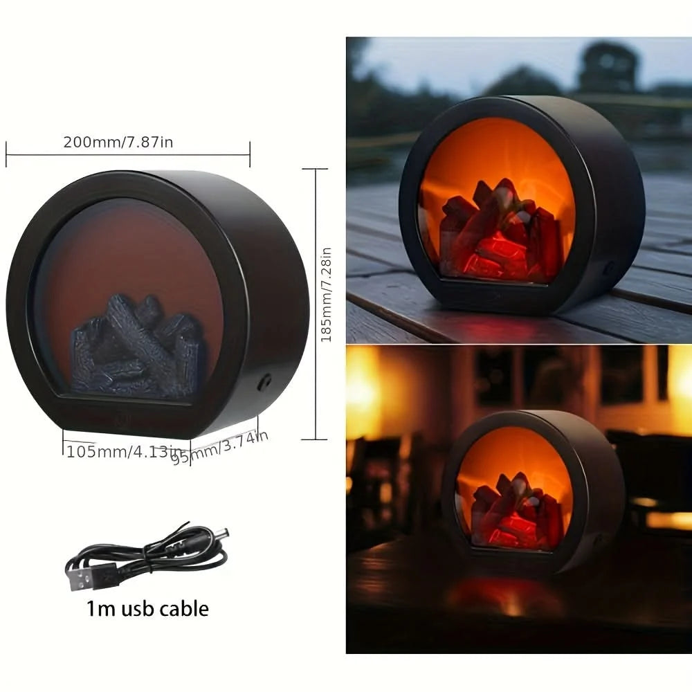 Tabletop Fireplace Light Flame-Effect Battery & USB