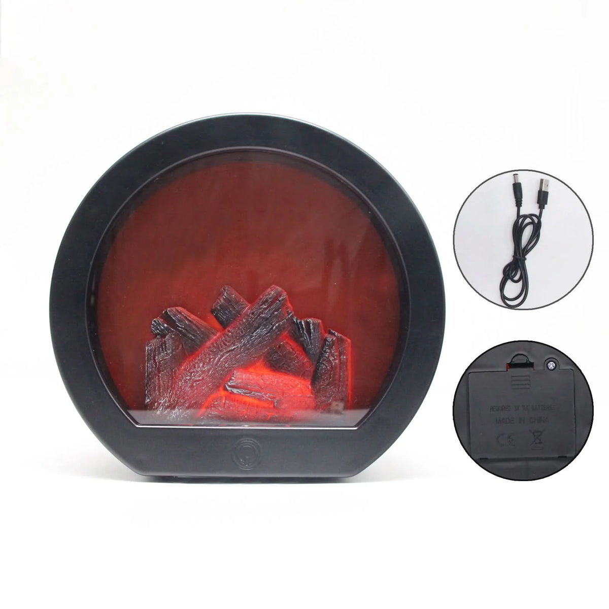 Tabletop Fireplace Light Flame-Effect Battery & USB