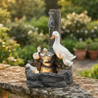 Tabletop Fountain Cordless Solar LED Hand-Painted