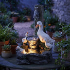 Tabletop Fountain Cordless Solar LED Hand-Painted