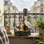Tabletop Fountain Cordless Solar LED Hand-Painted
