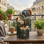 Tabletop Fountain Cordless Solar LED Hand-Painted