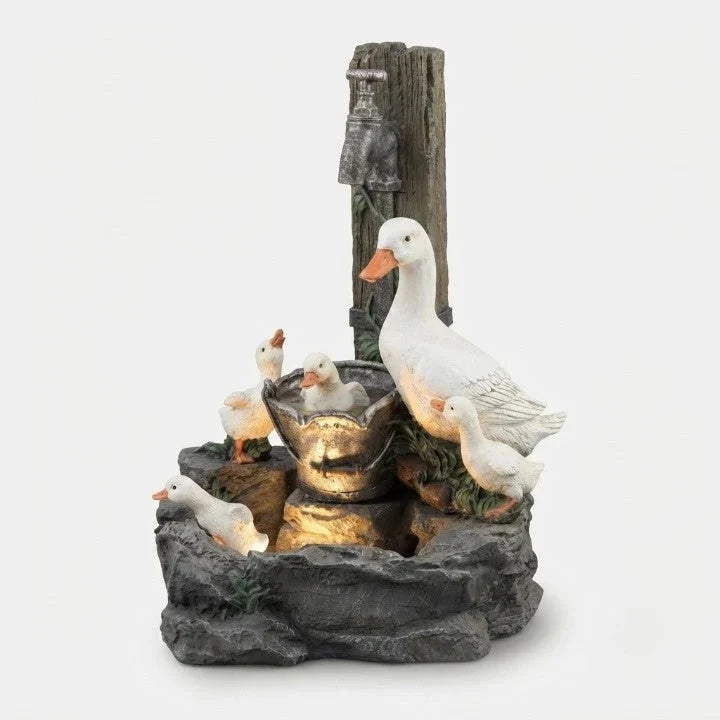 Tabletop Fountain Cordless Solar LED Hand-Painted