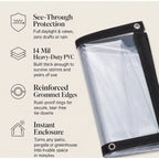 Tarpaulin Clear PVC Weatherproof 14 Mil Reinforced Eyelets