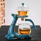 Tea Set Animal-Design Ceramic Stand & Heat-Resistant Glass
