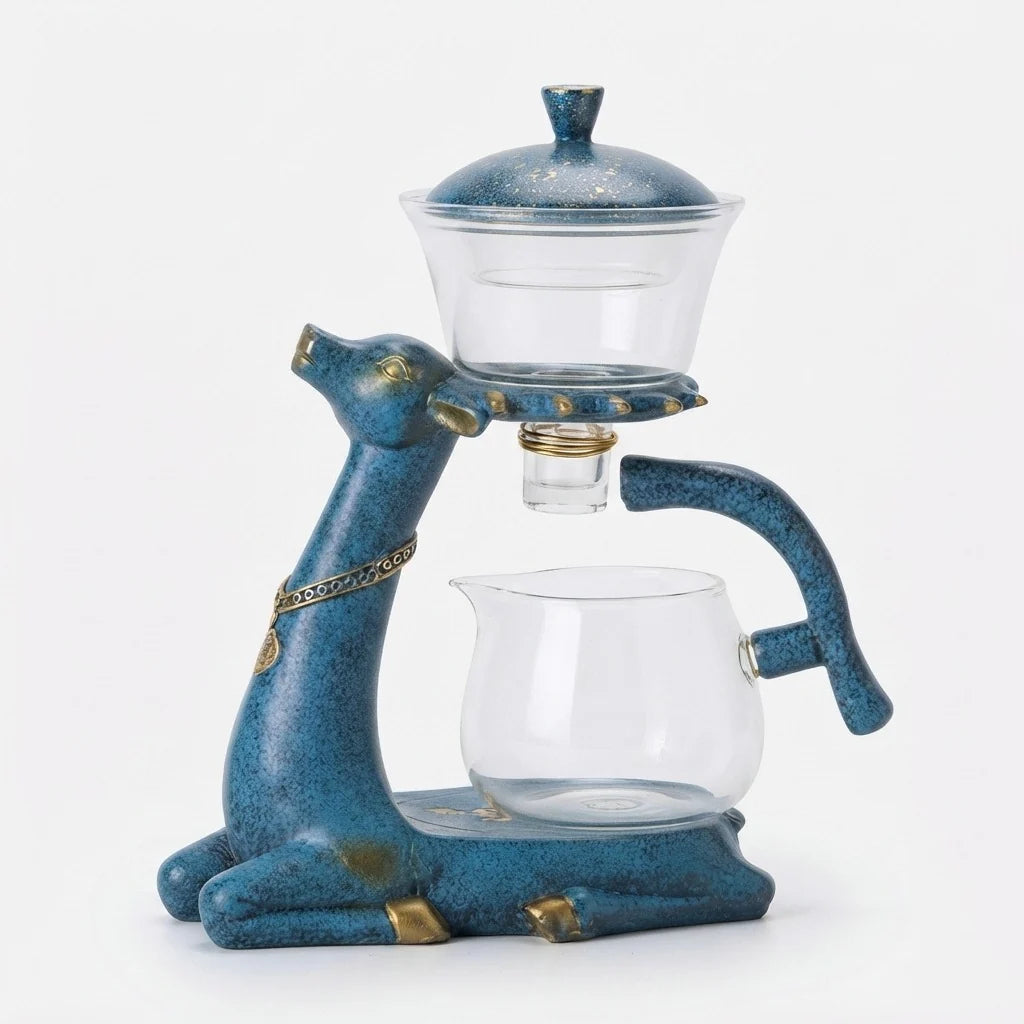 Tea Set Animal-Design Ceramic Stand & Heat-Resistant Glass