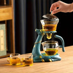 Tea Set Animal-Design Ceramic Stand & Heat-Resistant Glass
