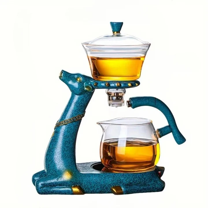 Tea Set Animal-Design Ceramic Stand & Heat-Resistant Glass