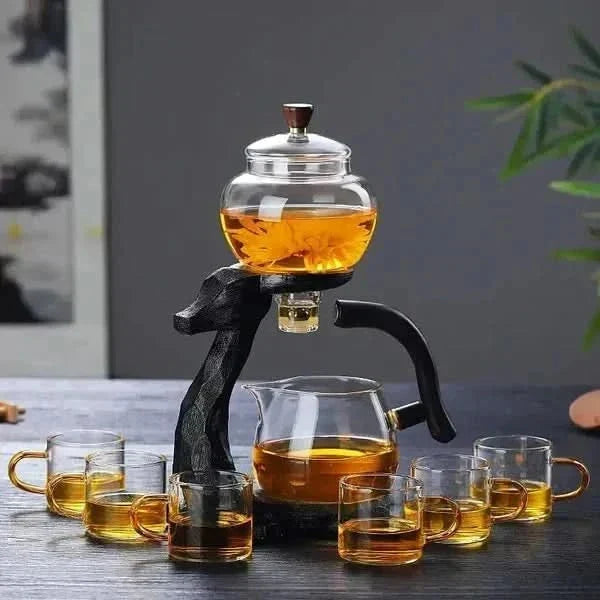 Tea Set Animal-Design Ceramic Stand & Heat-Resistant Glass